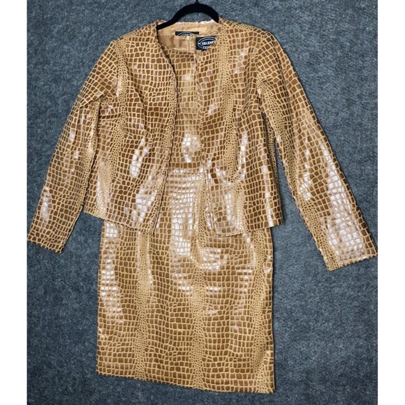 Selene Sport Vintage Alligator-Embossed Faux Leather Dress and Jacket Set - Picture 1 of 8